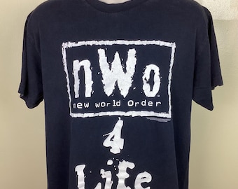 Vtg 1998 WCW N.W.O. 4 Life T-shirt Black L 90s Pro Wrestling