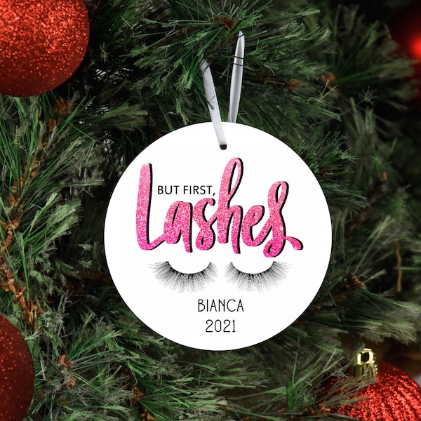 Eyelash Christmas Ornament | Personalized Lash Eyelash Tech | Lash Tech Christmas Gift | But First Lashes | Beauty School Graduation