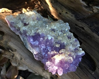 Amethyst with Calcite Cluster from Zacatecas, Mexico 370g Specimen Metaphysical Healing Pagan Wicca