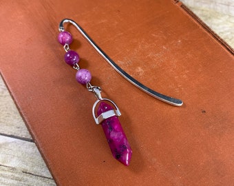 Dyed purple agate bookmark, crystal bookmark, stone bookmark, pagan bookmark, esoteric bookmark, wiccan bookmark, occult bookmark