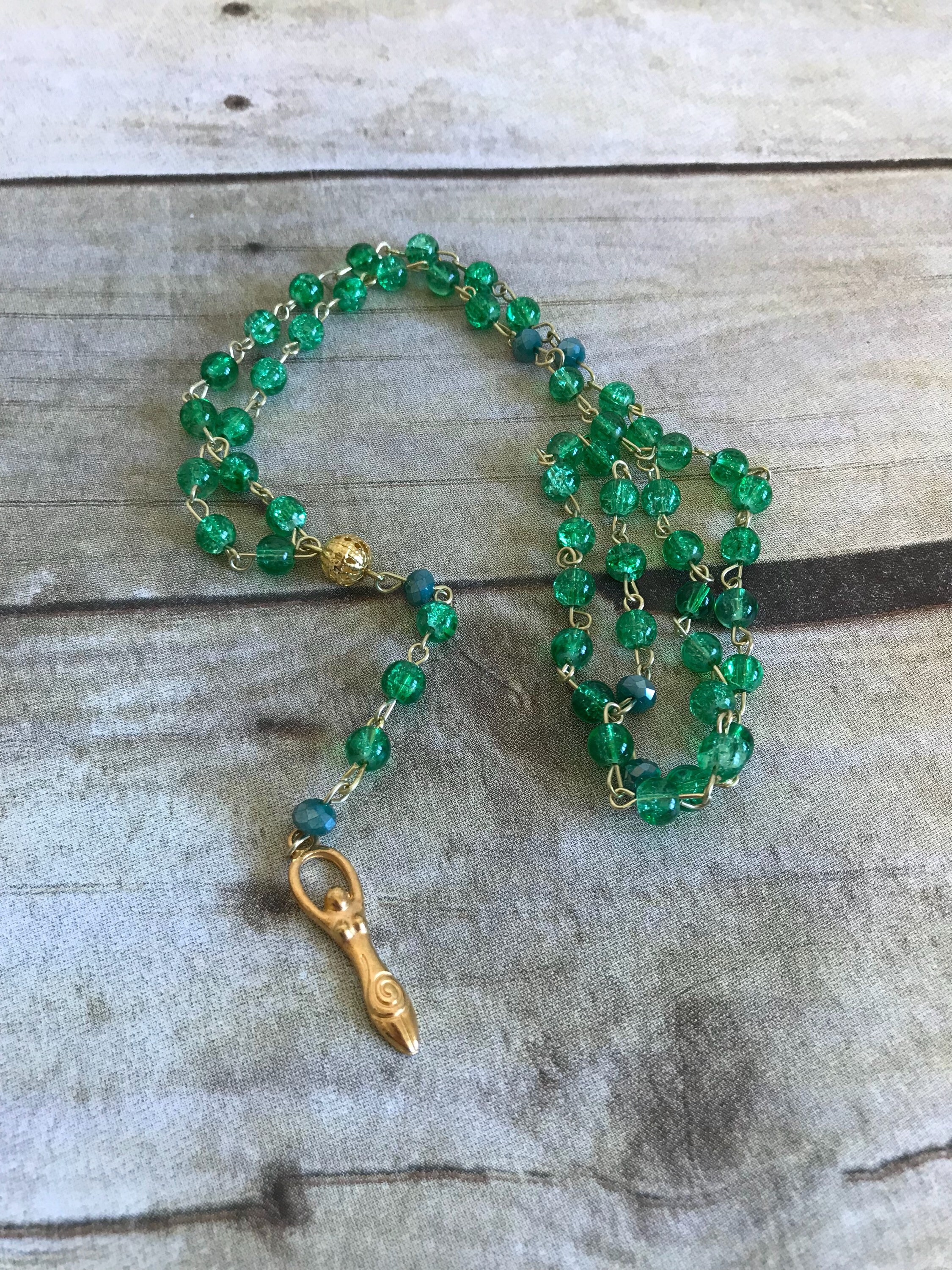 Download Green crackle spiral goddess rosary, pagan rosary, pagan ...