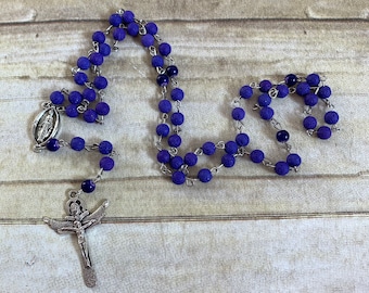Bright deep purple lava rock rosary, catholic rosary, essential oil rosary, oil diffuser rosary, statement rosary, stone rosary, unique