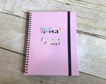 Pink witch bitch journal, lined notebook, pagan journal, wiccan notebook