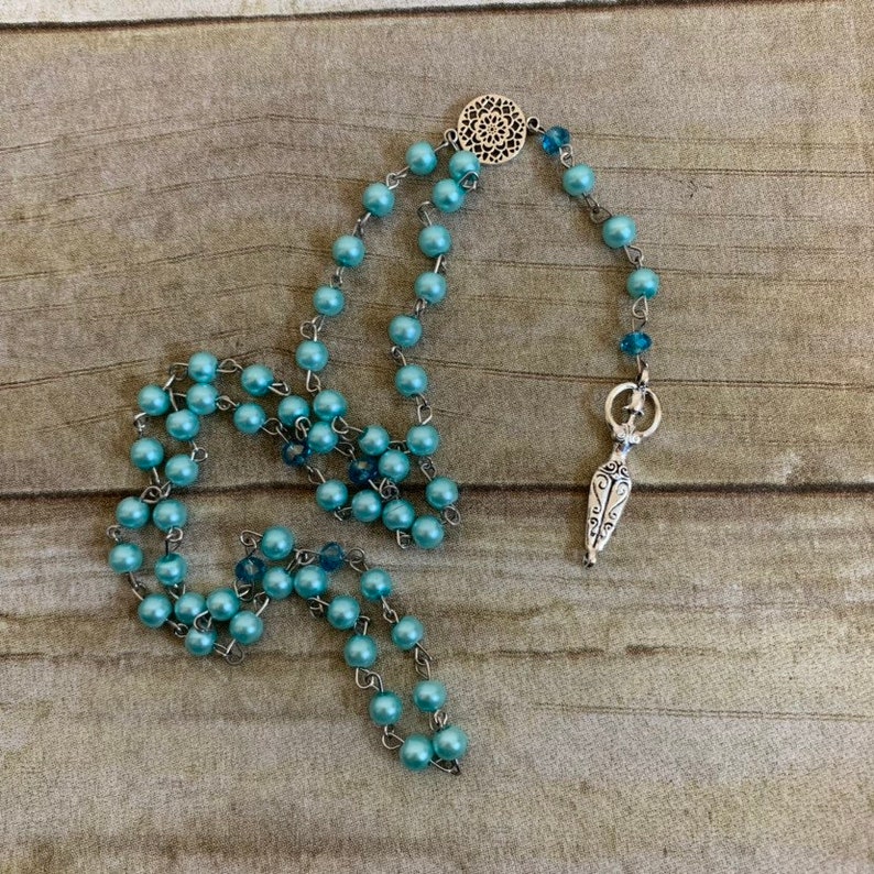 Blue Faux Pearl Goddess Prayer Beads Pagan Prayer Beads | Etsy