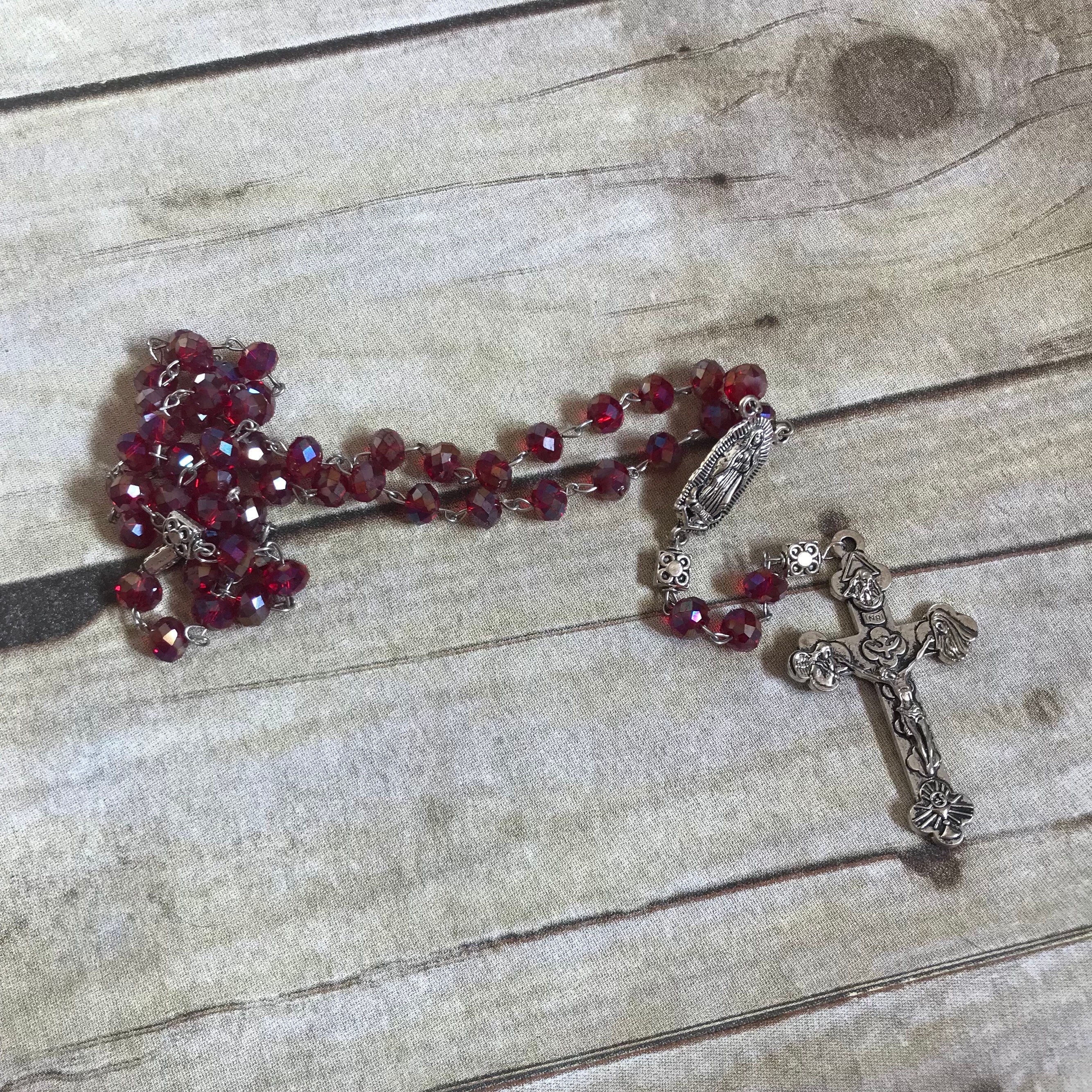 Deep Red Glass Rosary Catholic Rosary Bling Rosary Handmade | Etsy