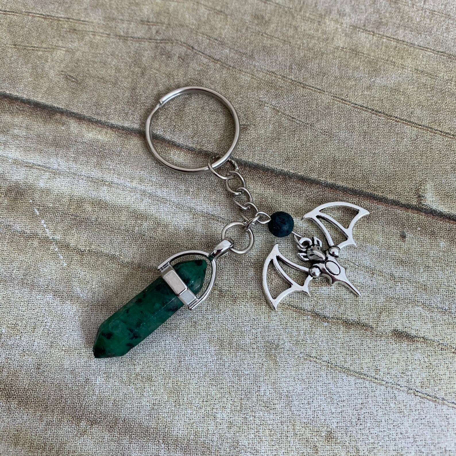 Green bat crystal keychain bat accessories gothic keychain Etsy
