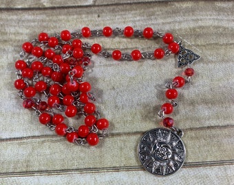 Red zodiac pagan prayer beads, astrology prayer beads, horoscope prayer beads, wiccan prayer beads, pagan rosary, wiccan rosary