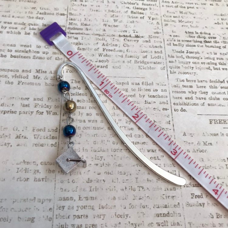 blue and gold graduation cap bookmark graduation gift back to school