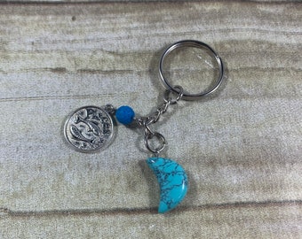 Blue howlite Pisces keychain, zodiac keychain, essential oil keychain, astrology keychain, horoscope keychain, moon keychain