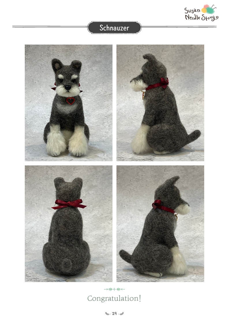 Needle Felting Tutorial Schnauzer, Needle Felted Dog PDF Pattern