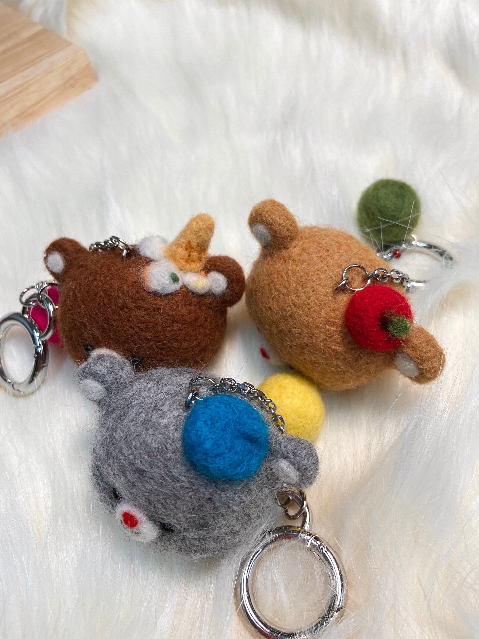 Needle felted bear keychain Needle felted keychain Needle Etsy