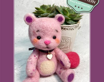 Needle Felting Teddy Bear PDF Tutorial, Needle felting Teddy bear pattern, Needle felting PDF pattern tutorial for beginners