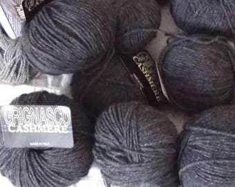 Cashemere 100% gris chiné foncé/pelote de 25grs/made in italy/qualité premium/tricot luxe/