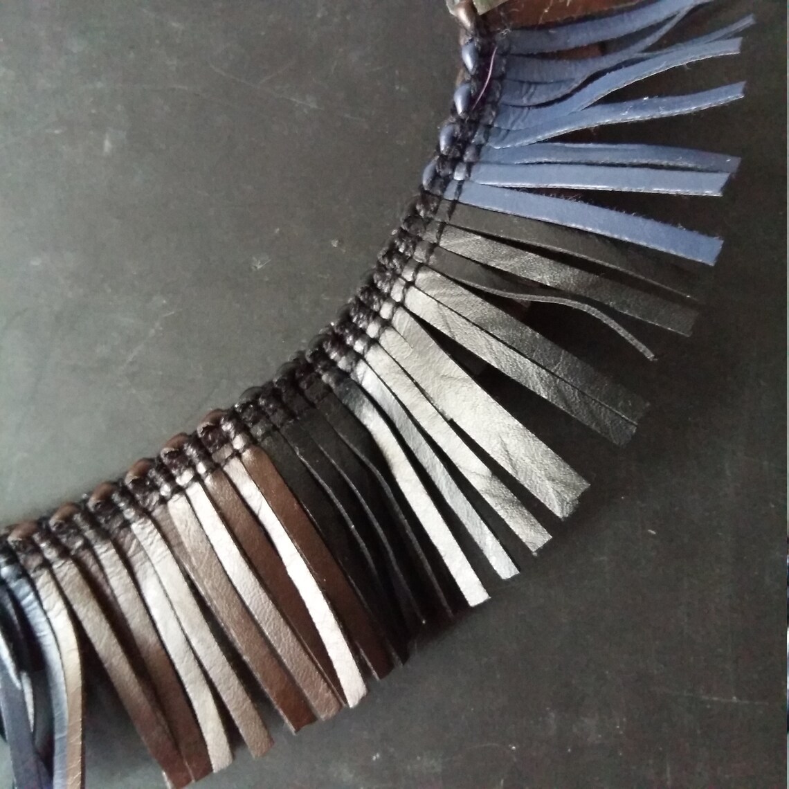 Faux leather fringe degraded 3 colors/shaded /3 color Etsy