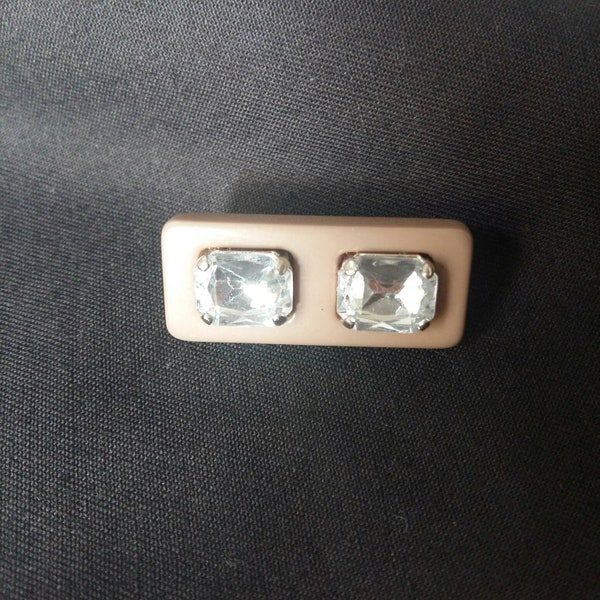 Bouton passant baguette# rectangulaire #strass#taupe#passant# couture#accessoire