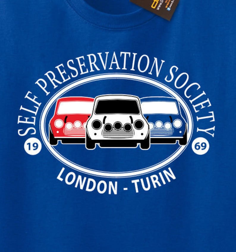 Inspired By Italian Job Mini Cars Film NEW Self Preservation Society T-shirt