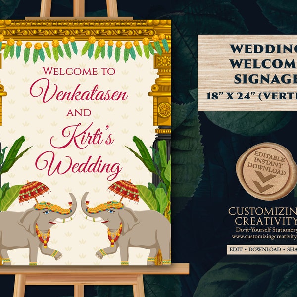 South Indian Wedding signs as Welcome Tamil Wedding signs, South Indian Welcome Signs as Kalyanam Welcome signs, South Indian Signs Wedding