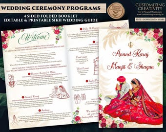 Guía del programa floral para bodas sijs: Ceremonia de Anand Karaj (Descarga digital)