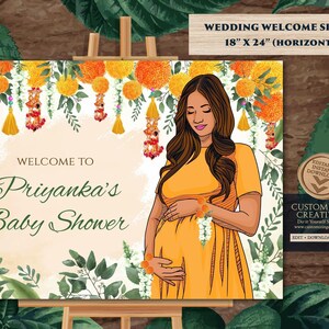Indian Baby shower decor as Hindu Baby shower welcome sign, Indian Baby shower welcome sign & Godh Bharai welcome sign, Godh Bharat signs