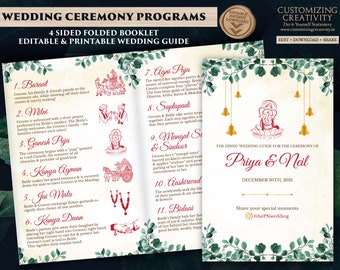 Indian Wedding program & Gujarati Wedding program, Hindu Wedding Program as Indian Wedding itinerary, Hindu wedding guide Indian infographic