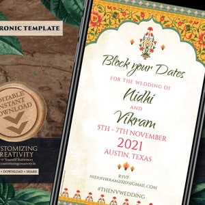 Royal Save the date card Hindu as Electronic Save the Date Mariage musulman, Nikkah Save the Date Arabe & Hindou Save the Date Indian Digital
