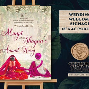 Anand Karaj Welcome Sign: Sikh Wedding Decor (Digital Download)
