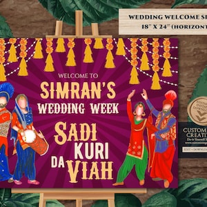 Sadi Kuri da Viah Welcome Sign: Punjabi Wedding Decor (Digital Download)