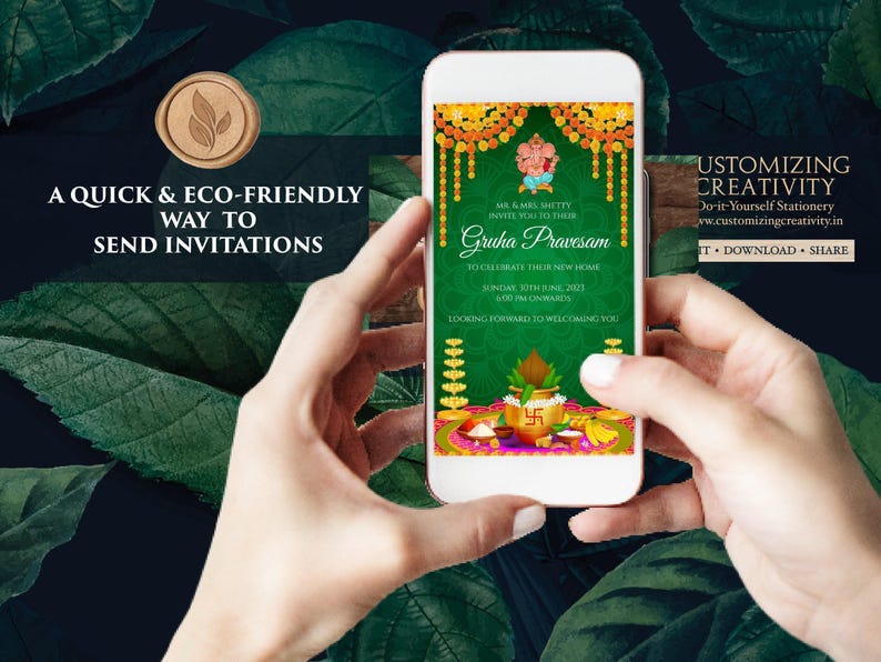 Indian Housewarming Invitation: Griha Pravesh Pooja (Digital Download) image 6