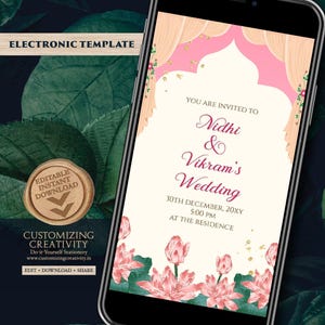 Digital Indian Wedding invite Hindu Wedding card, Hindu invitation as Indian wedding cards, Indian Wedding invitation & Hindu wedding invite