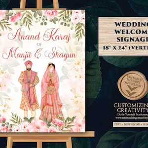 Anand Karaj Welcome Sign: Punjabi Wedding Decor (Digital Download)
