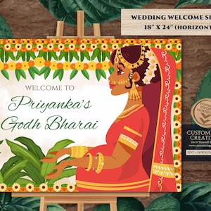 Seemantham welcome sign & Sreemantham welcome sign, Godh Bharai welcome sign as Indian Baby Shower welcome sign, Indian Godh Bharai decor