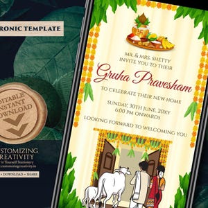 Indian Housewarming Invitation: Digital Gruhapravesam Invite (Digital Download)