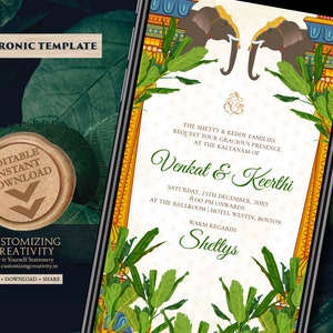 Cartes de mariage du sud de l'Inde Invitation de mariage tamoul Numérique, Cartes de mariage Telugu et faire-part de mariage tamoul, Cartes de mariage indiennes numériques Tamil