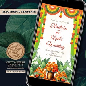 Desi wedding invite & Indian Wedding invitation, Digital Phera Wedding invite Hindu Wedding card, Hindu invitation as Indian wedding cards