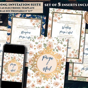 Floral Hindu Wedding Invitation: Indian Wedding Cards (Digital)