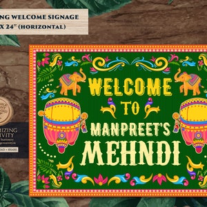 Mehndi Welcome Signs as Mehndi Signs, Jaggo Welcome signs & Mendhi signs, Punjabi Wedding Maiyan Signs as Mehendi decor sign Rickshaw Desi image 2