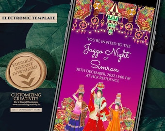 Digital Jaggo Night Invitation: Punjabi Wedding Invite (Digital Download)