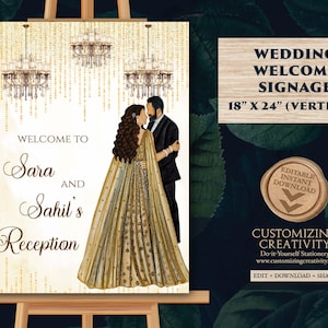 Indian Reception sign & Indian Wedding Reception sign, Indian Reception Welcome signs as Welcome to Reception sign, Indian Reception signage