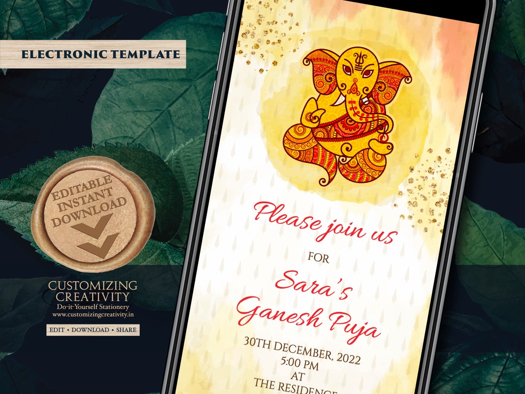 Ganesh Puja Invites, Ganesh Puja Card & Indian Ganesha Cards, Ganesha