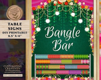 Letrero de barra con brazalete: Decoración de mehndi, decoración para bodas indias (descarga digital)