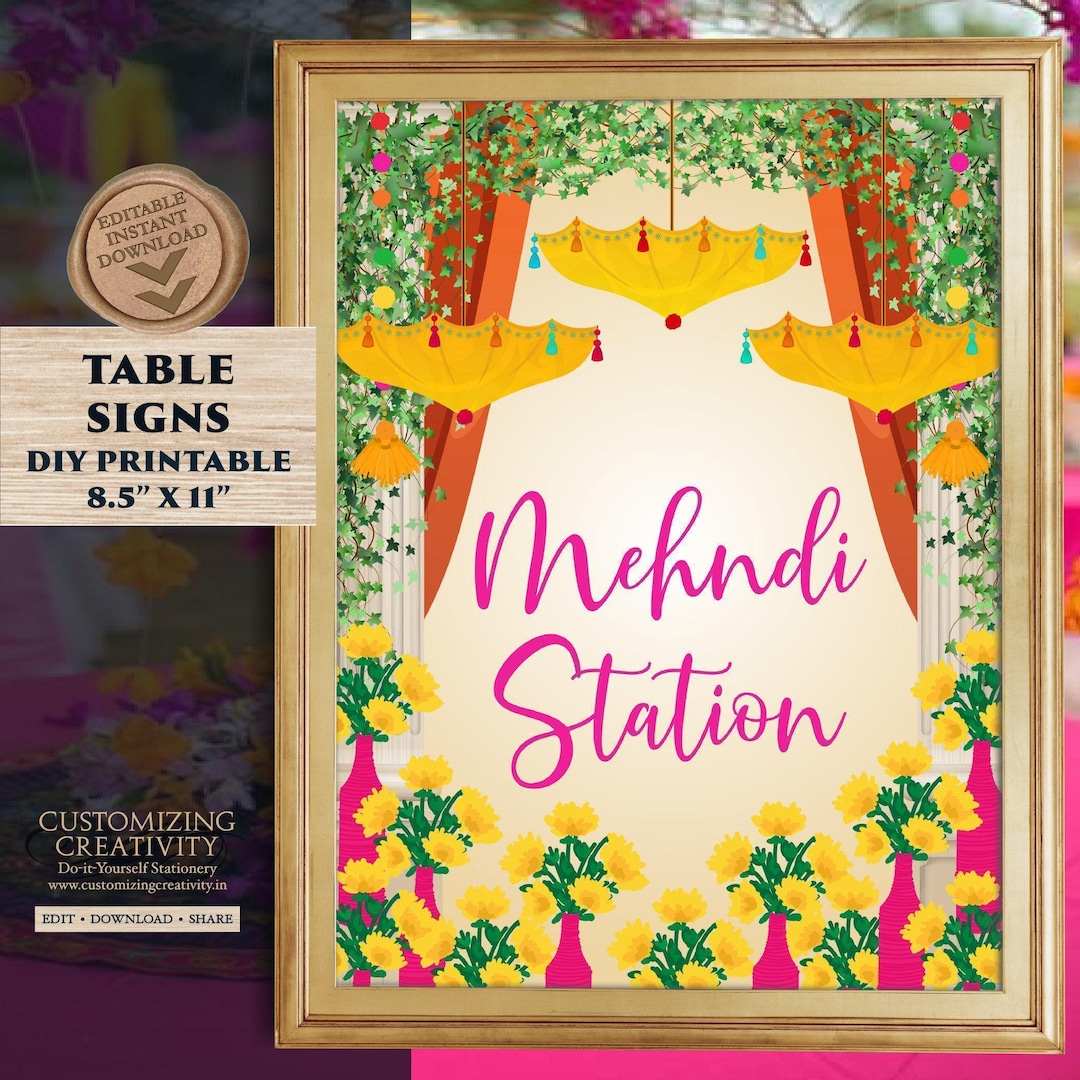 Mehandi Station Mehndi Station Sign: Indian Wedding Decor (digital Download) - Etsy