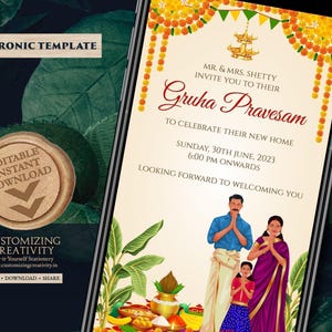 Indian Housewarming Invitation: Gruhapravesam Pooja Invite (Digital Download)