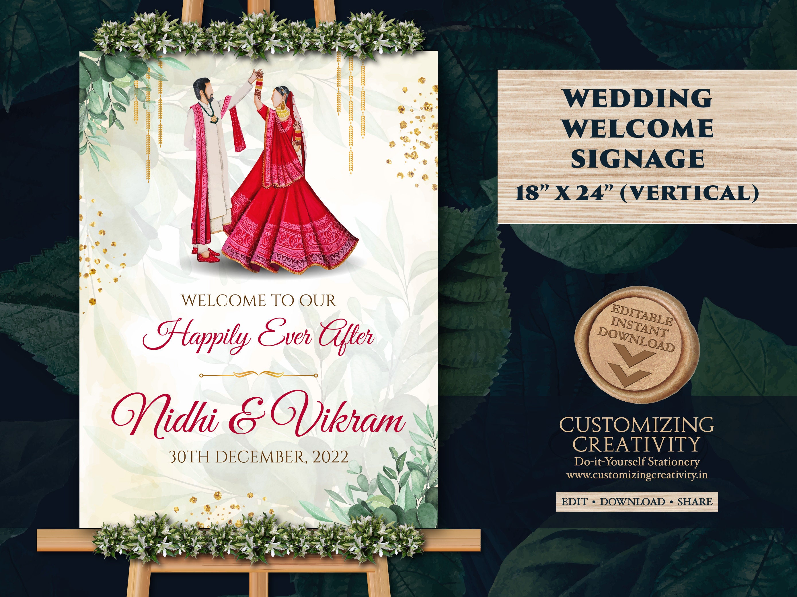 Indian Wedding Welcome Board as Hindu Welcome Signage Hindu - Etsy UK