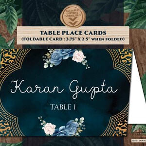 Moroccan Place Cards Navy as Jewel Tone table cards Indian, Navy Blue escort cards Jewel Tone Name tags & Indian Name tags Food Labels Navy