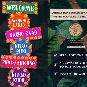 Mehndi Welcome Signs: Indian Wedding Decor (Digital Download)