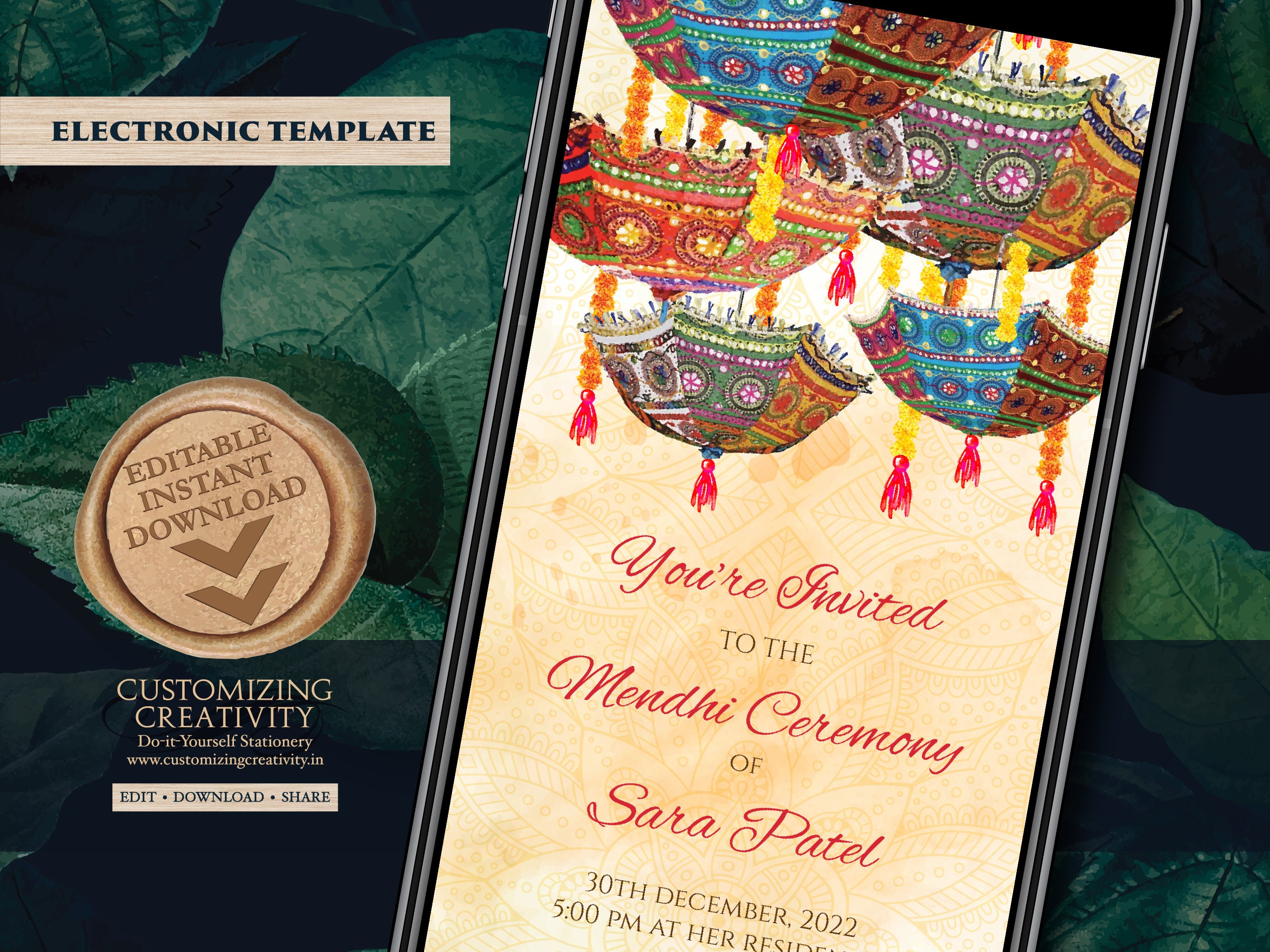 Mehndi Invitations Mendhi Invites as Henna Party Invites Etsy UK