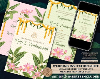 Telugu Wedding invites & Tamil wedding cards, South Indian Wedding invitation as Tamil Wedding invitations, Telugu Wedding invitation Indian