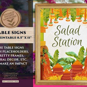 Desi Food station signs Indian Food stall sign, Wedding decor & Henna station signs, Mehndi decoration Mehndi station decor as Haldi decor