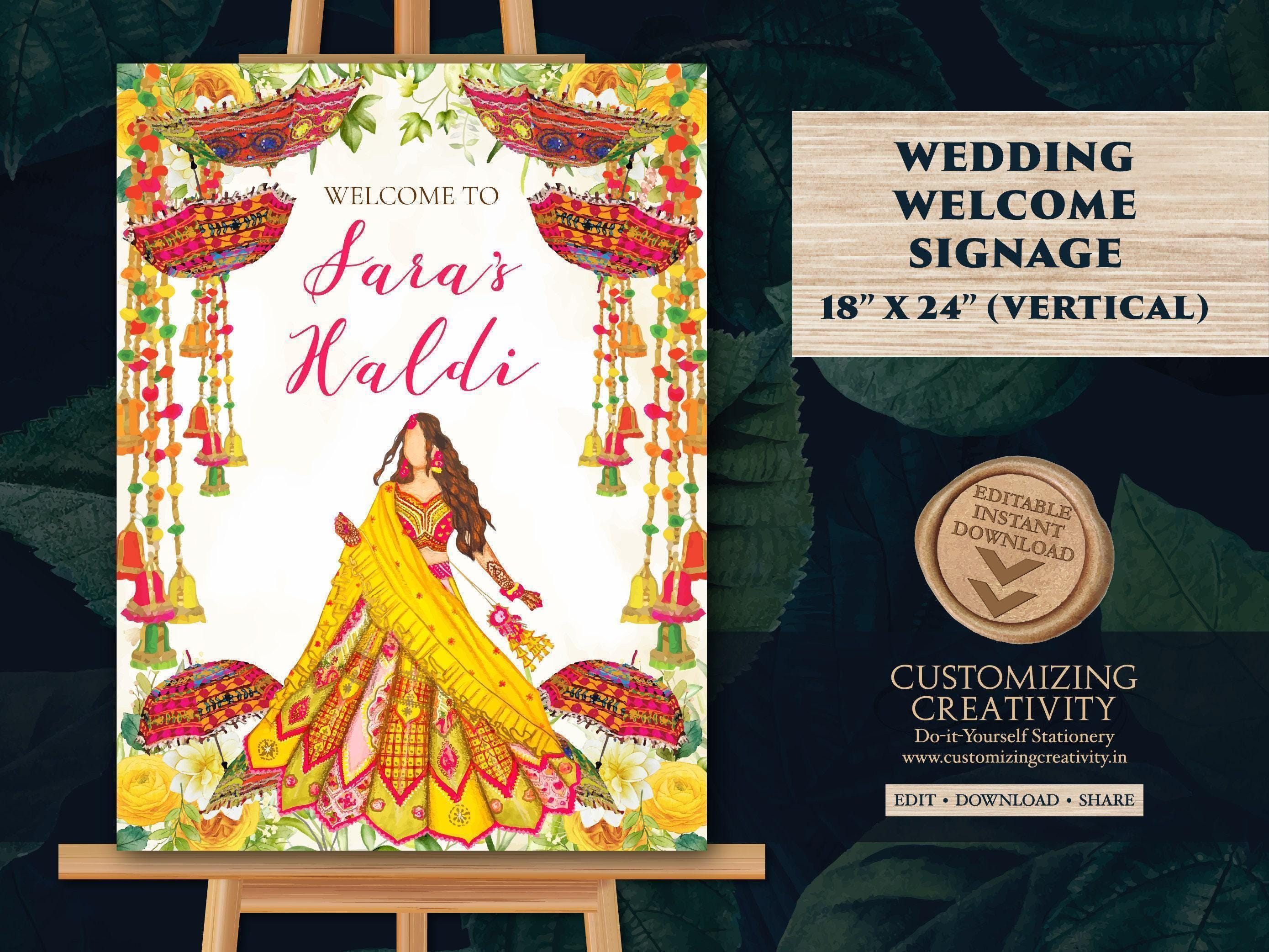 Haldi Welcome Sign: Indian Wedding Decor (Digital Download)