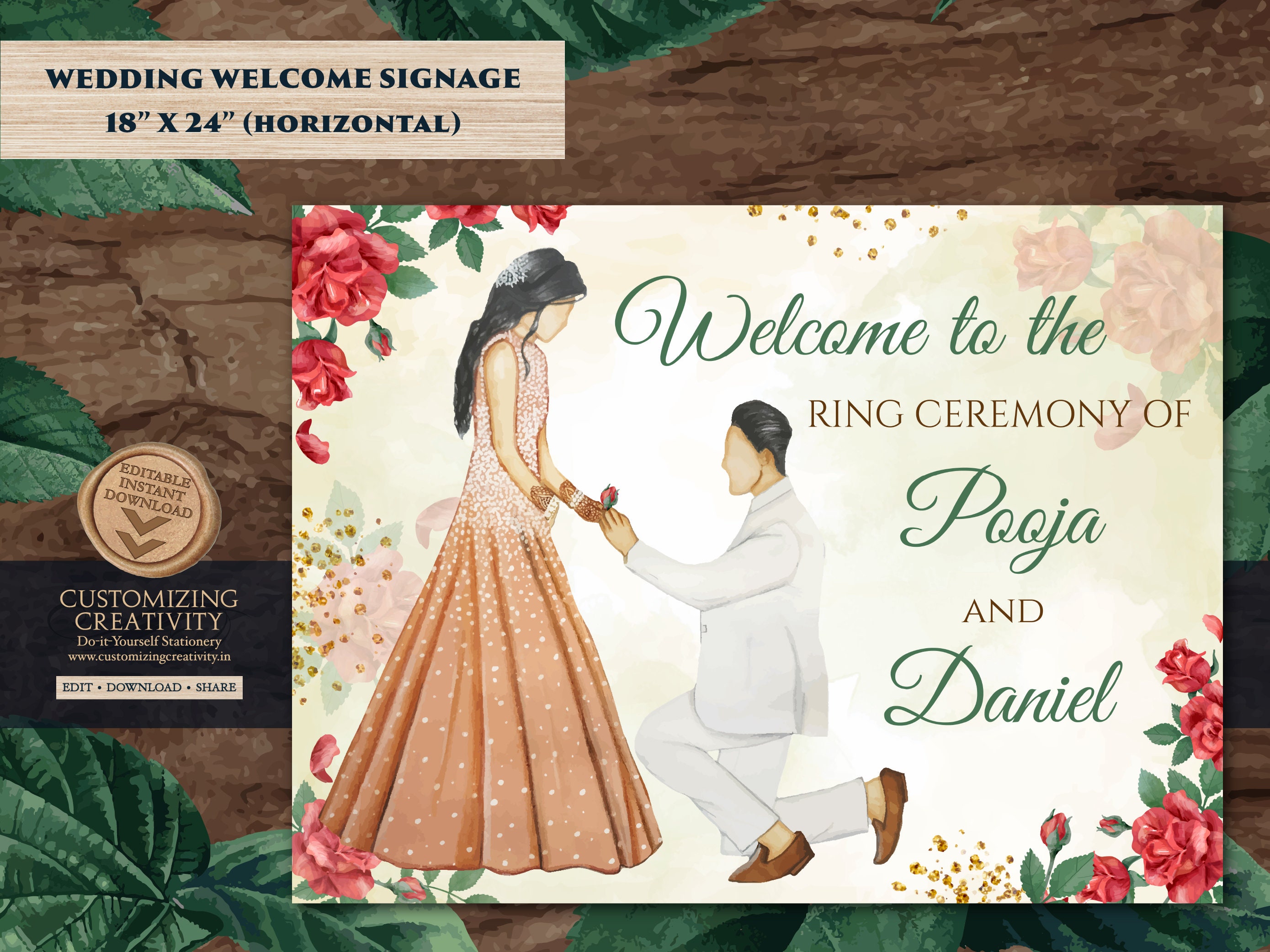 Welcome to our Engagement Sign & Indian Ring Ceremony Easel | Etsy